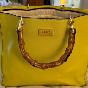 Vera New York  Tote Bag with Bamboo Handles and Shoulder Strap